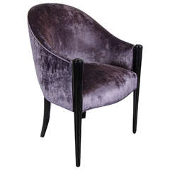 Elegant Mid-Century Modernist Occasional Chair in Smoked Amethyst