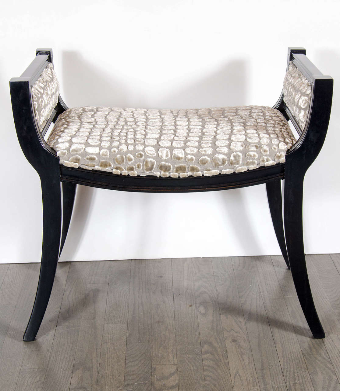 Sophisticated Mid-Century Modernist Scroll Form Bench