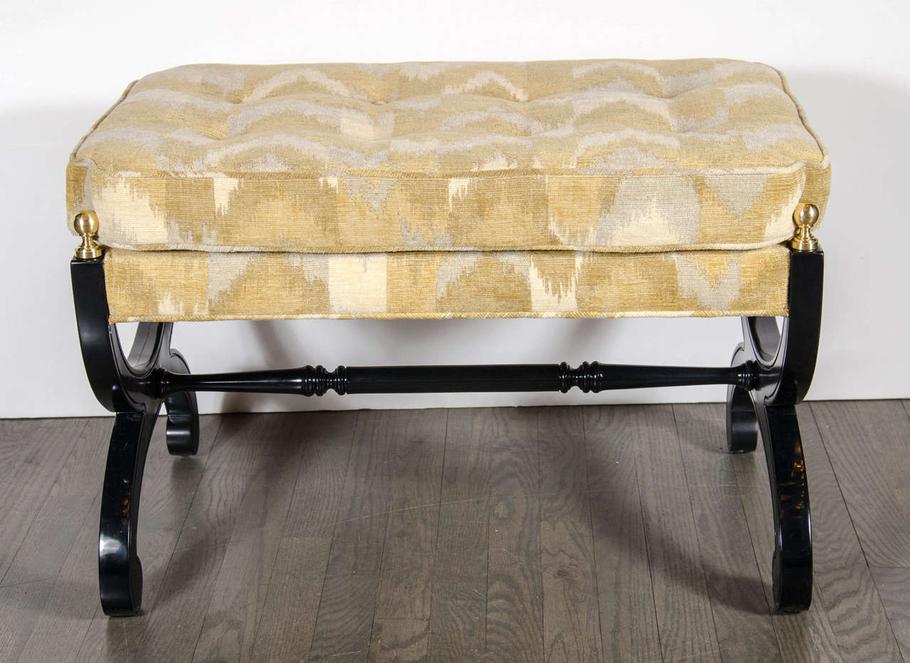 Mid-Century Modernist Cerule Leg Bench