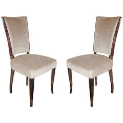 Pair of French Art Deco Occasional or Desk Chairs in Oyster Velvet