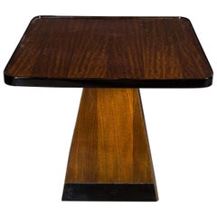 Art Deco Pyramid Base Occasional Table with Bookmatched Exotic Mahogany