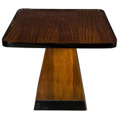 Art Deco Pyramid Base Occasional Table with Bookmatched Exotic Mahogany 3