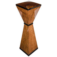 Exceptional Art Deco Inlaid Exotic Wood Pedestal with Black Lacquer Detail