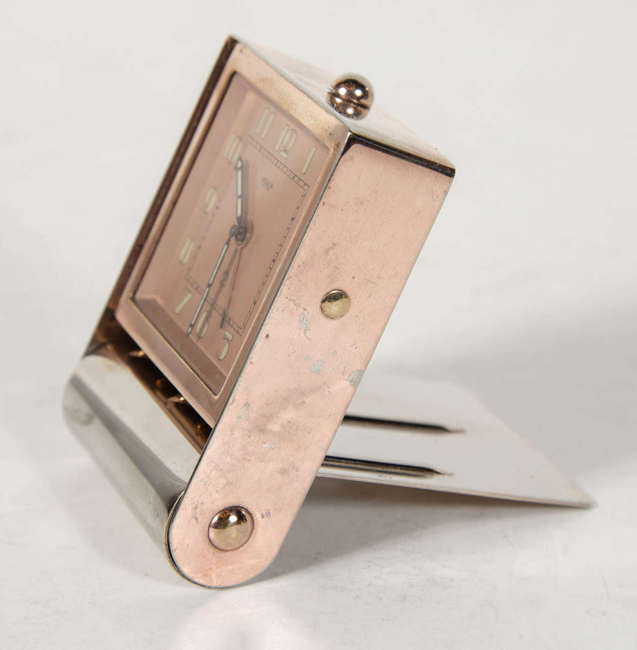 Art Deco Rose Gold Table or Travel Alarm Clock at 1stDibs art deco
