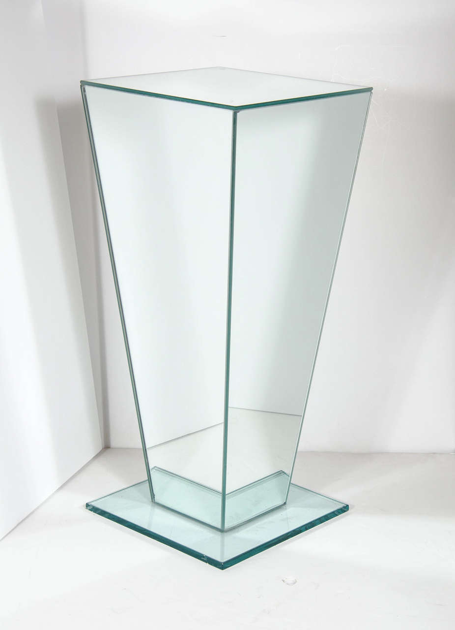 Pair of Sculptural MidCentury Modernist Mirror and Glass Pedestals at