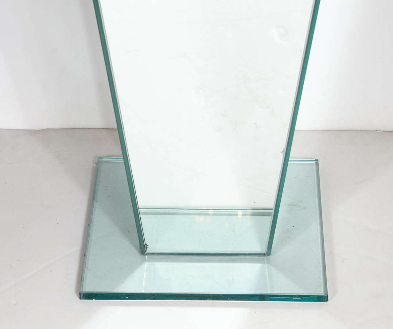Pair of Sculptural MidCentury Modernist Mirror and Glass Pedestals at