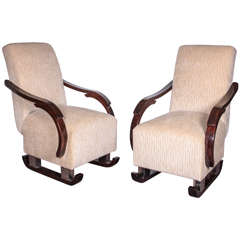 Pair of unusual French arm chairs with ski bases @ 1930