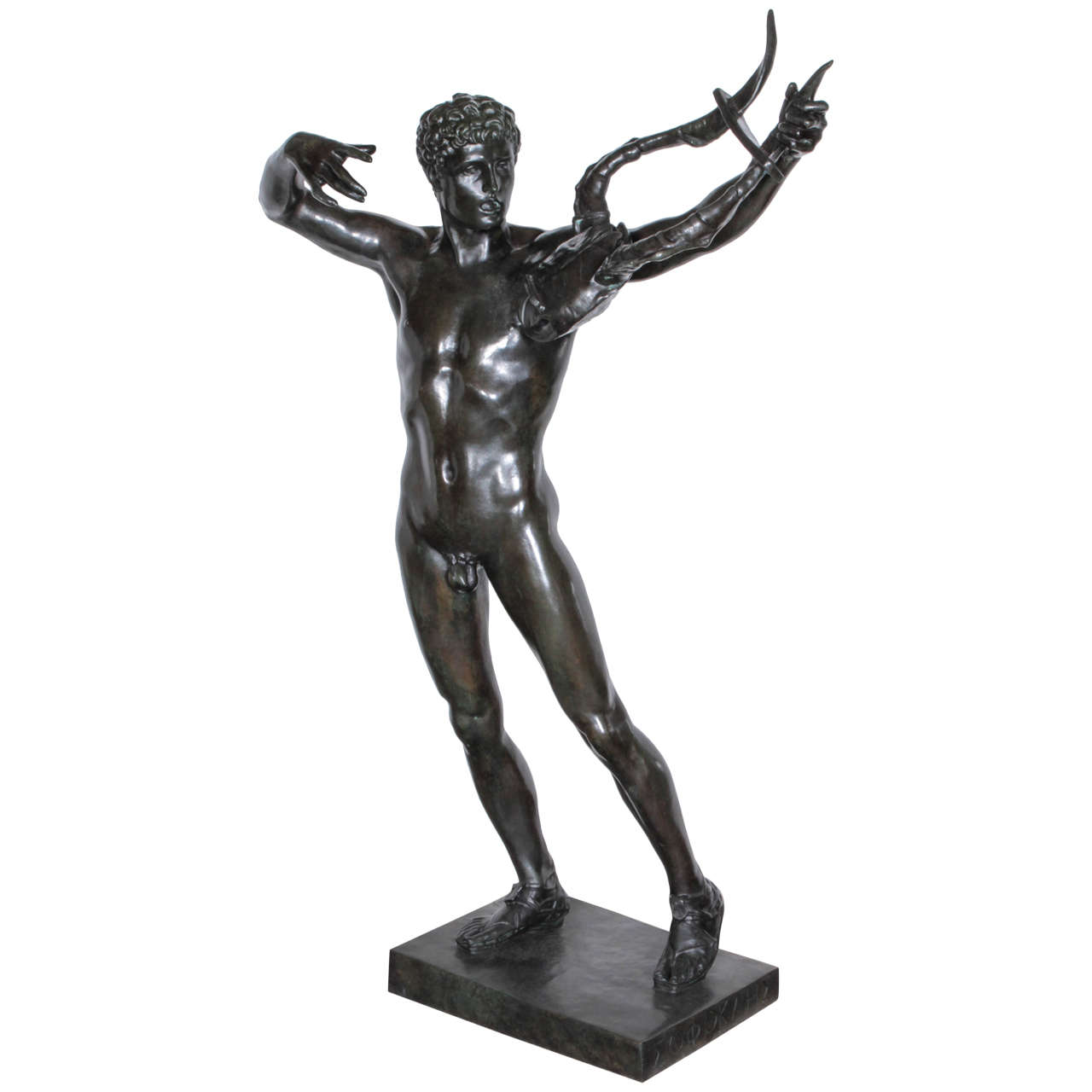 Large Marble Nude Mother and Children Statue by C. A. Hafner S.C. at