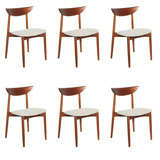 Set of 6 Teak Crescent Back Dining Chairs by Harry Ostergaard