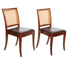 Pair of 1930's Caned-back Mahogany Salon Chairs