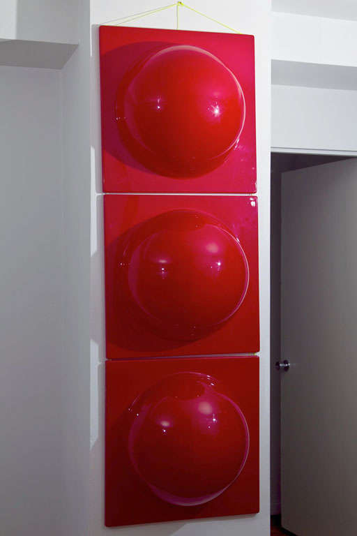 Danish Set  Of  Three  Verner  Panton  Red Panels