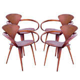 2  Norman  Cherner (plycraft) Side Chairs &one Arm