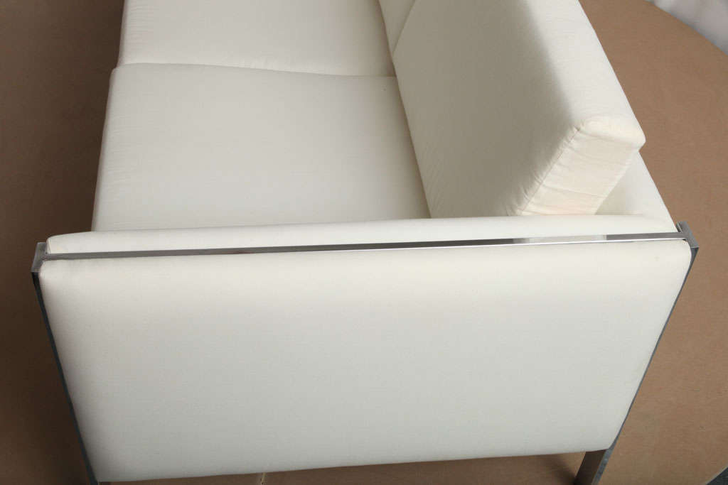 Sofa, Muslin Upholstery in Milo Baughman Style 5