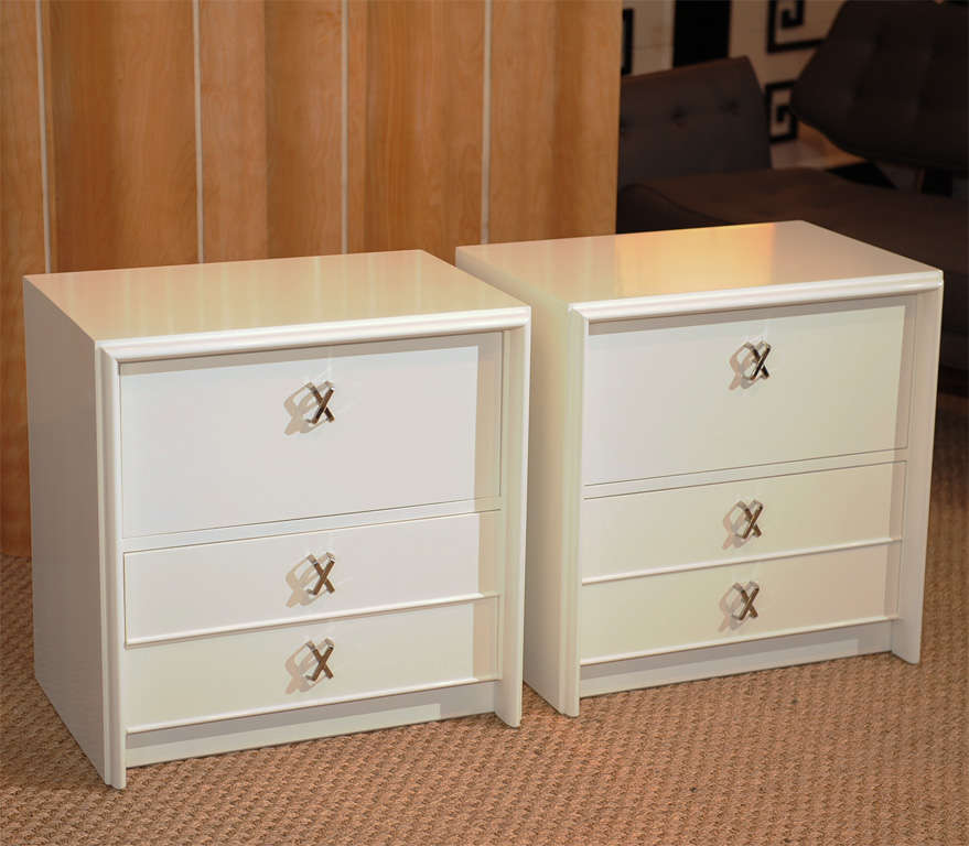 Pair of Paul Frankl design nightstands for Johnson furniture co. completely refinished.