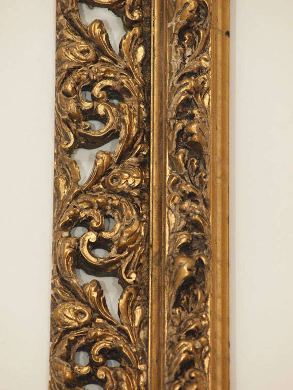 20th Century Early 20th c Rococo Style Carved Giltwood Italian Frame For Sale