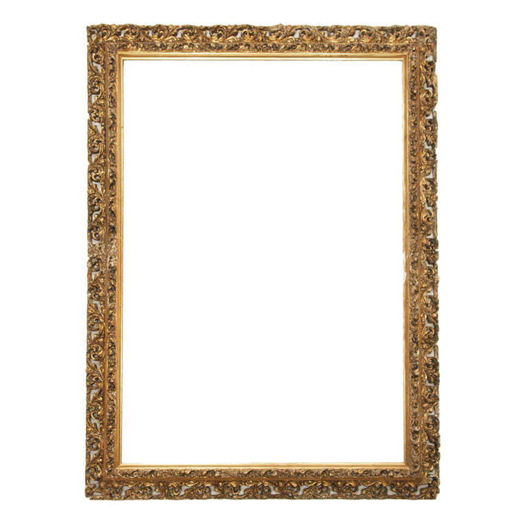 Early 20th c Rococo Style Carved Giltwood Italian Frame For Sale