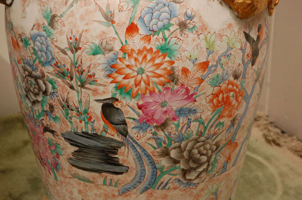 Oversized Cantonese Porcelain Urn Vase, China, Late 19th Century In Good Condition For Sale In Los Angeles, CA