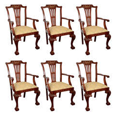 Fine Set of Six Chippendale Side/dining Room Chairs