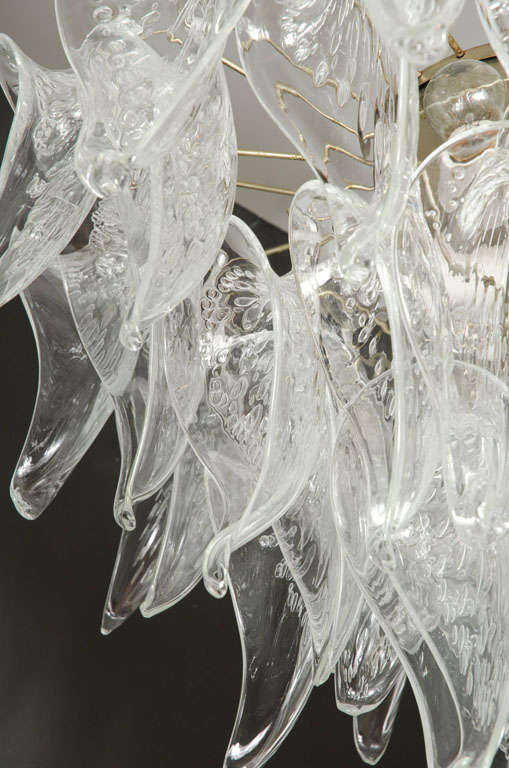 Crystal Calla Lily Petal Bouquet Chandelier by Camer Glass In Excellent Condition In New York, NY