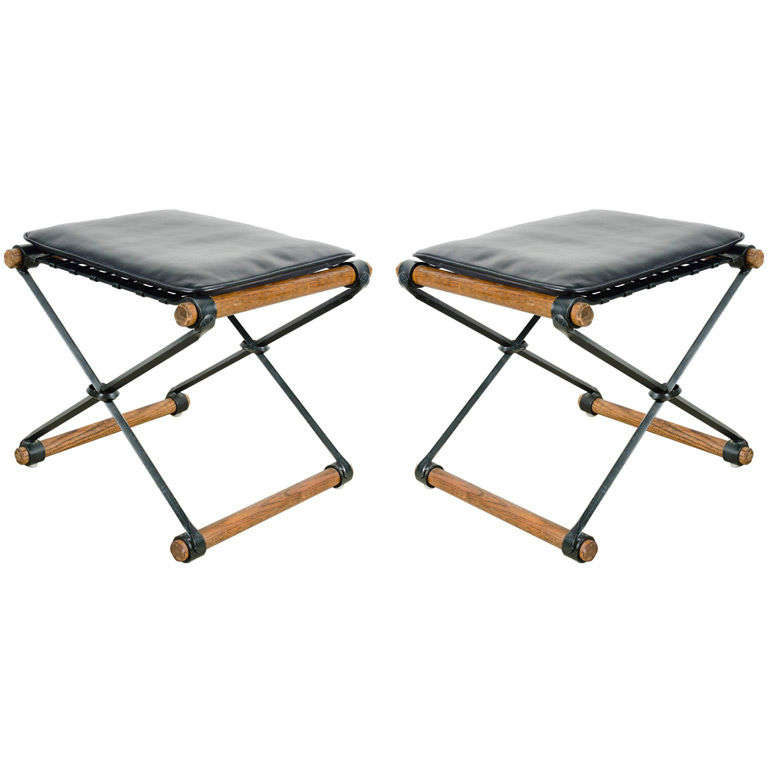 Pair of Campaign Stools by Cleo Baldon for Terra Furniture