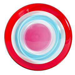 Bullseye Red, White and Blue Hand Blown Glass Charger