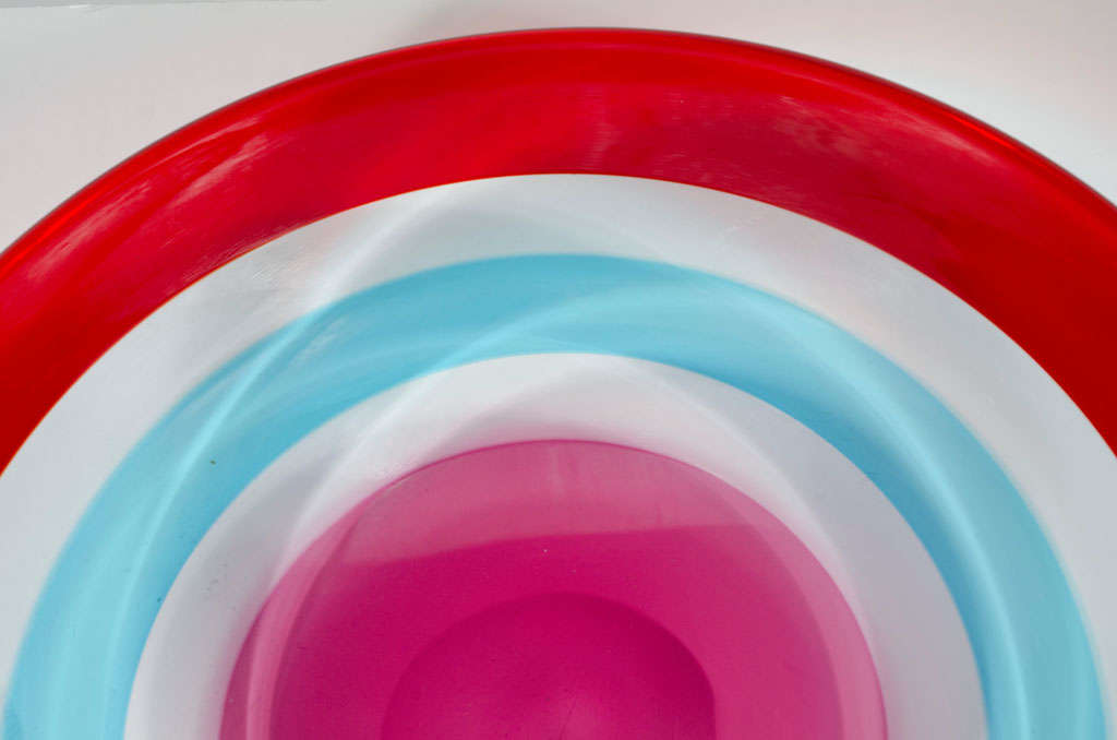 Bullseye Red, White and Blue Hand Blown Glass Charger at 1stdibs