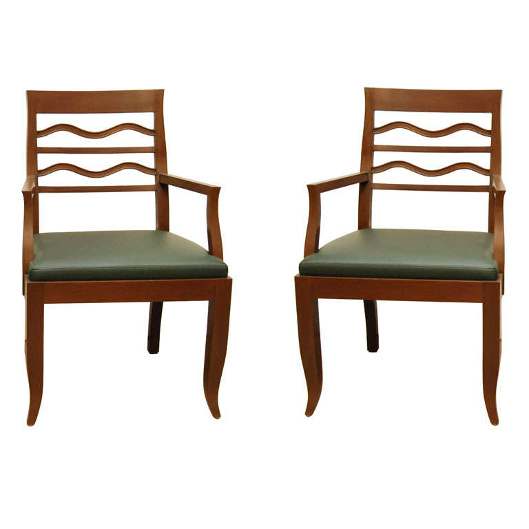 A Pair of Walnut Arm Chairs For Sale