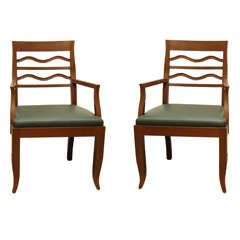 A Pair of Walnut Arm Chairs