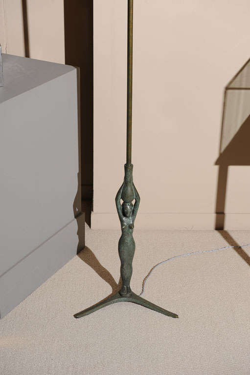 Mid-Century Modern Gino SCARPA, Patinated Bronze Floorlamp For Sale