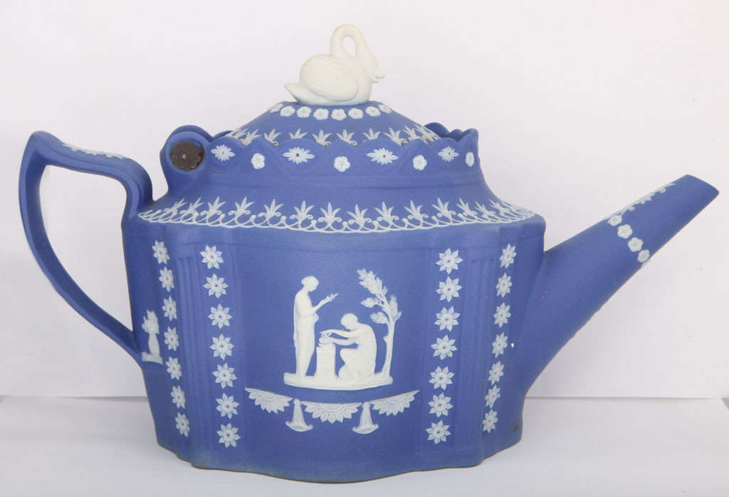 English A Rare Unmarked Adams Jasper Teapot For Sale