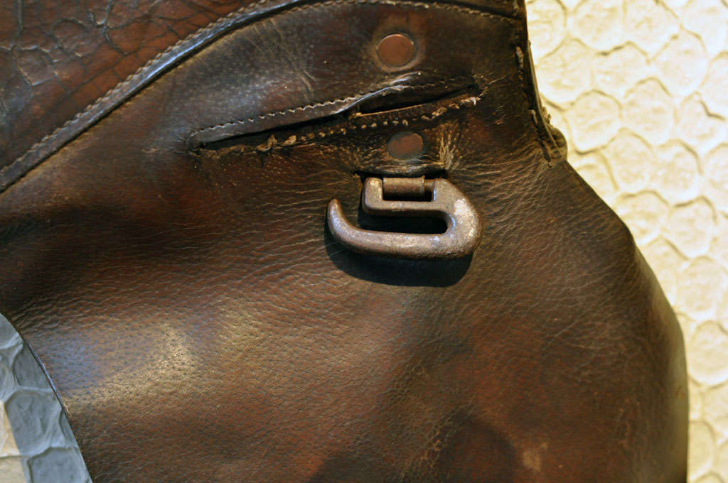 Vintage English Leather Saddle Sculpture In Good Condition In Chicago, IL