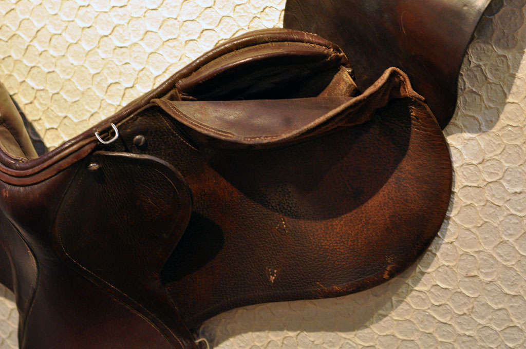 Vintage English Leather Saddle Sculpture 1
