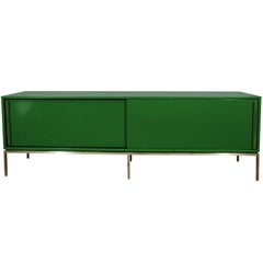 re: 379 Green Lacquered Sliding Door Credenza on Satin Brass Base