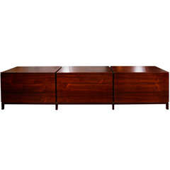 Set Of 3 Florence Knoll Rosewood Dressers On Solid Wood Base