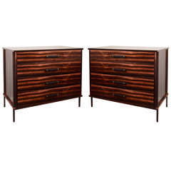 Ebony, leather, and oiled bronze dressers