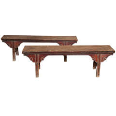 Pair of antique Chinese benches