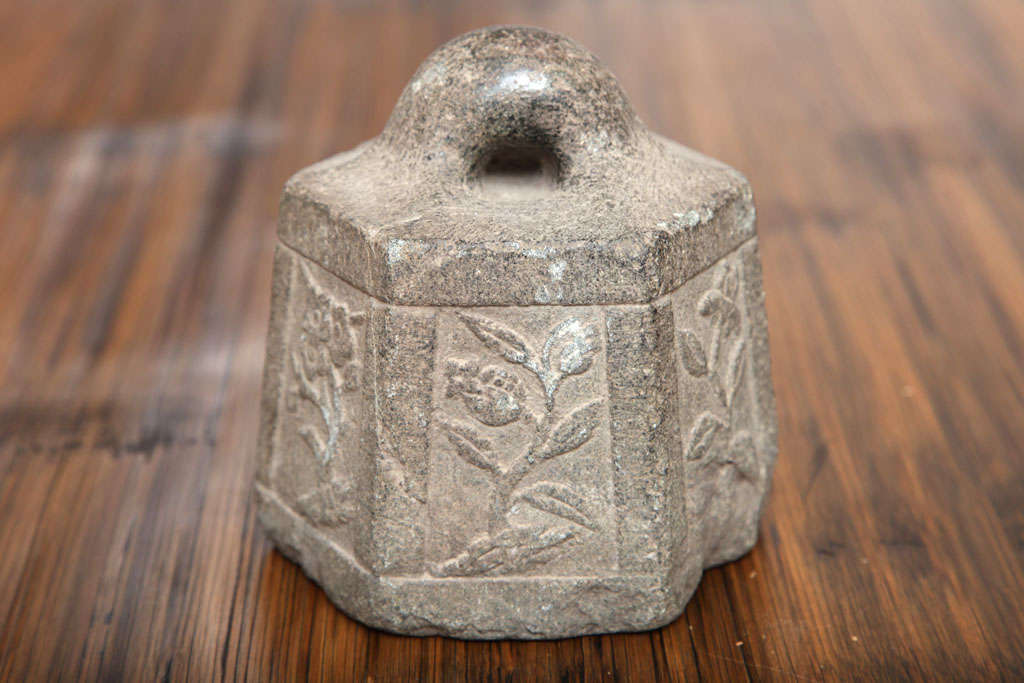 Folk Art antique Chinese carved stone weight For Sale