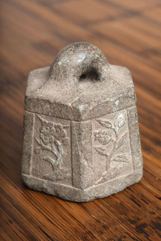 19th Century antique Chinese carved stone weight For Sale