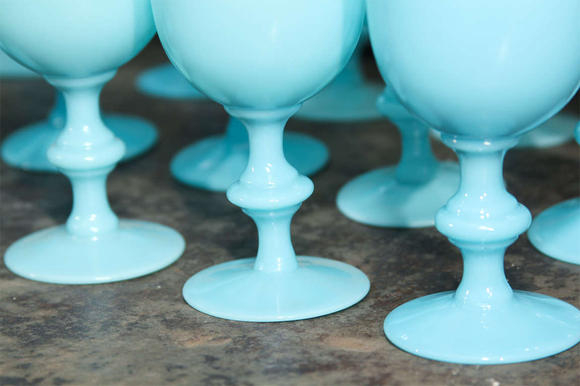 French Blue Opaline Glassware In Good Condition In Seattle, WA