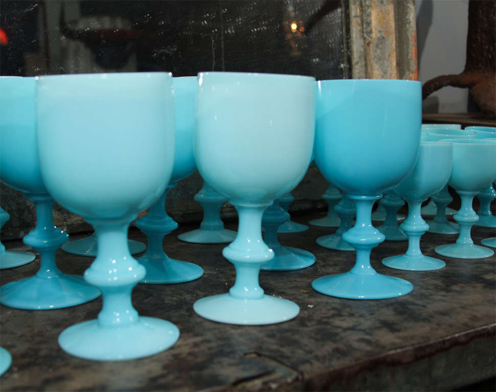 French Blue Opaline Glassware 1