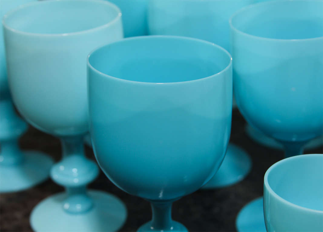 French Blue Opaline Glassware 2