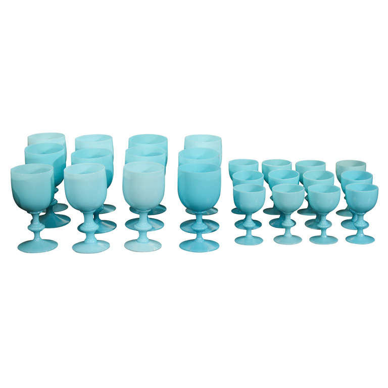 French Blue Opaline Glassware