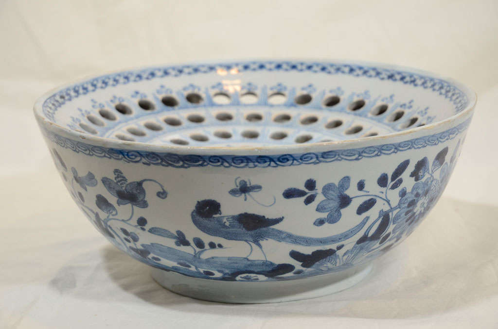 A Rare Blue and White Dutch Delft Flower Bowl (Tulipiere) 4