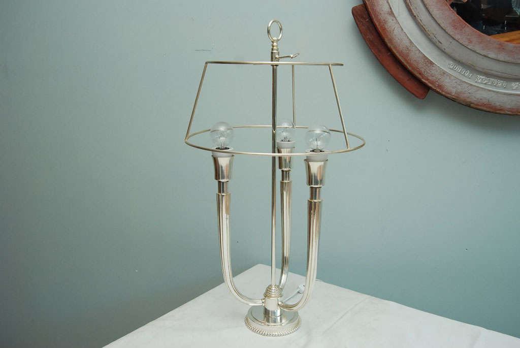 American Art Deco Style Silverplate Bouillotte lamp