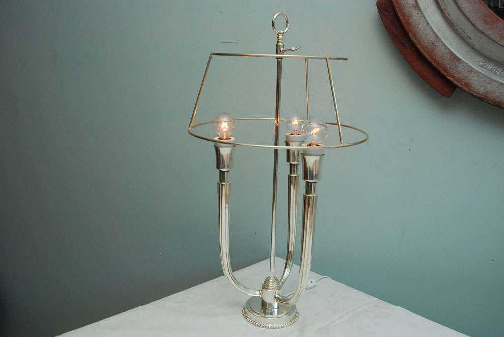 Art Deco Style Silverplate Bouillotte lamp 3