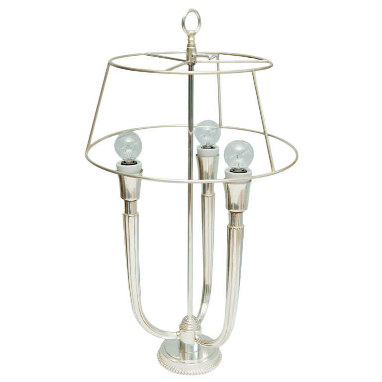 Art Deco Style Silverplate Bouillotte lamp