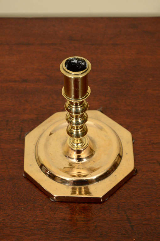 18th Century and Earlier Single Dutch brass  candlestick For Sale