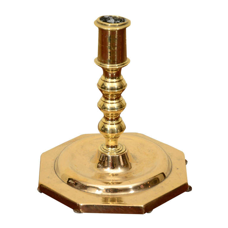 Single Dutch brass  candlestick For Sale