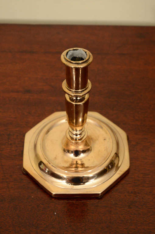 Single Dutch brass  candlestick In Good Condition For Sale In New York, NY