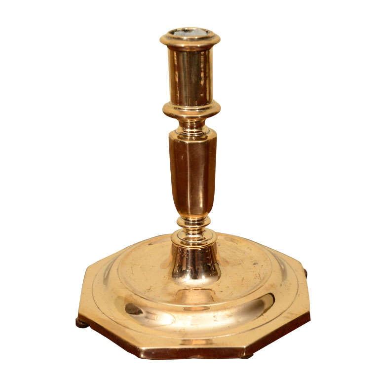 Single Dutch brass  candlestick For Sale